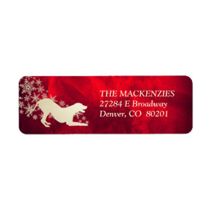 Red Gold Winter Dalmatian Return Address Label