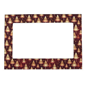 RED & GOLD WINTER HOLIDAY CHRISTMAS TREES MAGNETIC FRAME