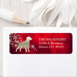 Red Gold Winter Labrador Retriever Return Address Label
