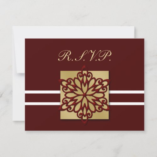 red gold winter wedding rsvp cards