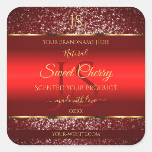 Red Gold with Glitter Stars Initials Product Label