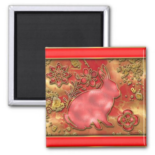 Red Gold Year of The Rabbit 2023 Chinese New Year Magnet