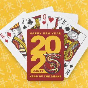 Red Gold Year of the Snake 2025 Poker Cards