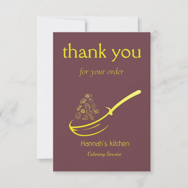 Red Gold Yellow Food Frying Pan  Thank You Card (Front)