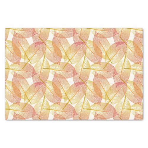 Red Gold Yellow Leaves Autumn Season Art Pattern Tissue Paper