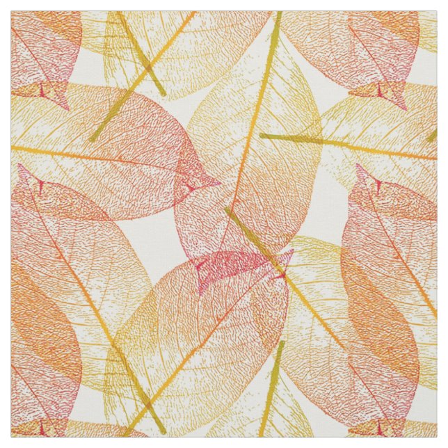 Red Gold Yellow Leaves Autumn Season Pattern Fabric (Swatch)