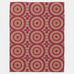 Red Gold Yellow rosettes Mandala Fleece Blanket