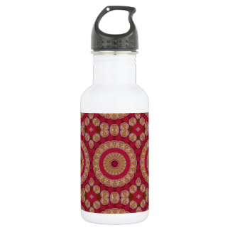 Red Gold Yellow rosettes Mandala Stainless Steel Water Bottle
