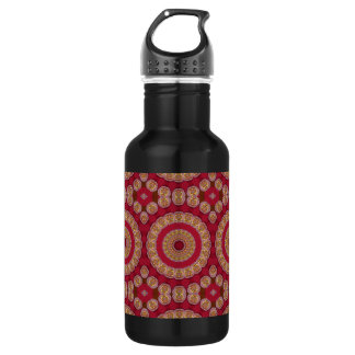Red Gold Yellow rosettes Mandala Stainless Steel Water Bottle