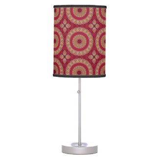 Red Gold Yellow rosettes Mandala Table Lamp