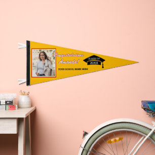 Red Gold Yellow White Black Congratulations Grad Pennant Flag