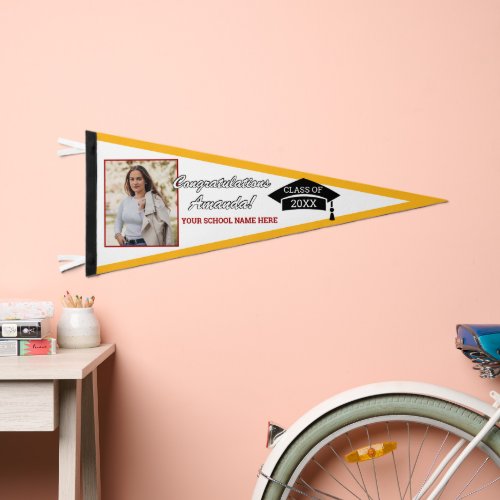 Red Gold Yellow White Black Congratulations Grad Pennant Flag