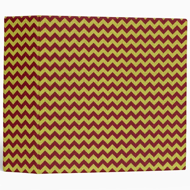 Red & Gold Zig Zag Glitter 3 Ring Binder (Front/Spine)