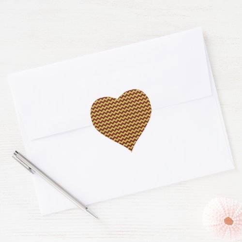 Red  Gold Zig Zag Glitter Heart Sticker