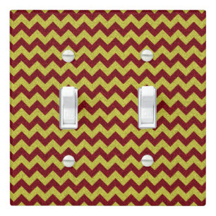 Red & Gold Zig Zag Glitter Light Switch Cover