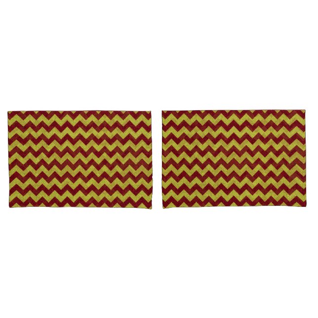 Red & Gold Zig Zag Glitter Pillow Case (Front-Set)