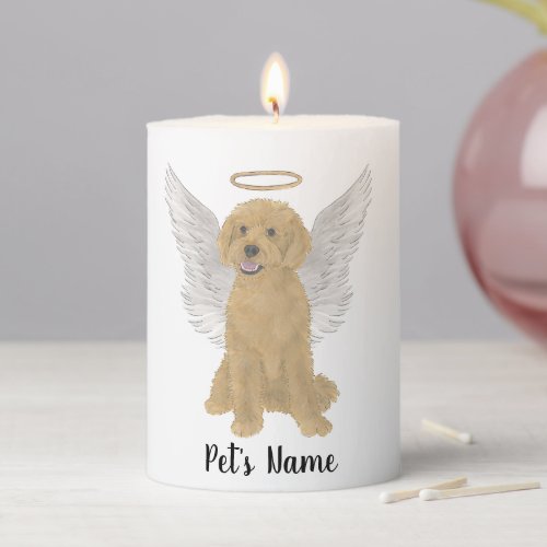 Red Golden Apricot Doodle Sympathy Memorial Pillar Candle