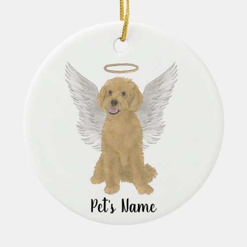 Red Golden Apricot Doodle Sympathy Memorial Pillar Ceramic Ornament