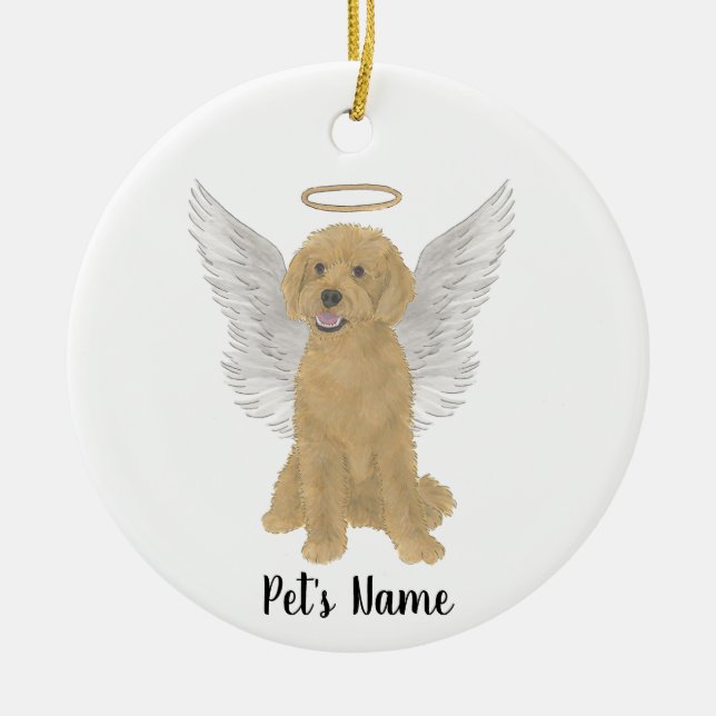 Red Golden Apricot Doodle Sympathy Memorial Pillar Ceramic Ornament (Front)
