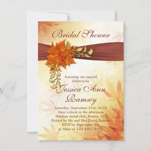 Autumnal leaves Bridal Shower Invitation