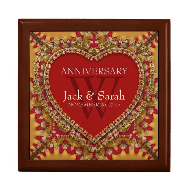 Red Golden Bohemian Wedding Anniversary Gift Box (Front)