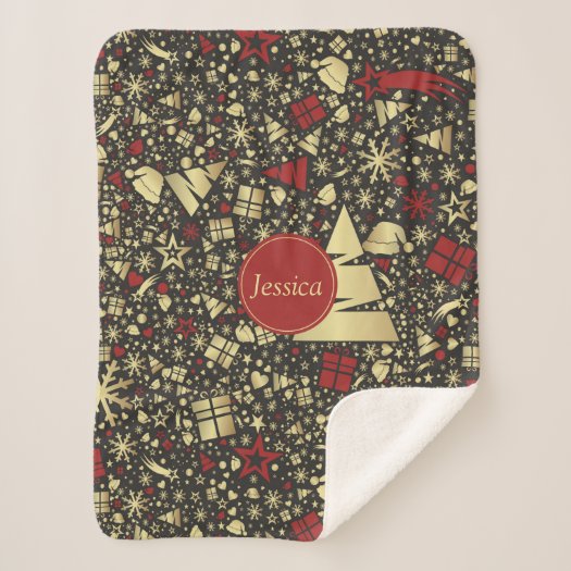 Red Golden Christmas Tree Snowflakes Stars Baby