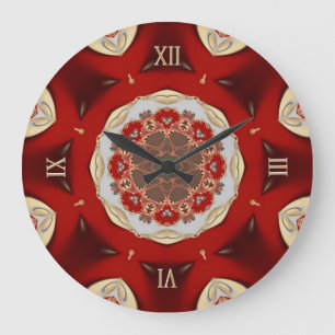 Red Golden Country Lace Home Decor Wall Clock