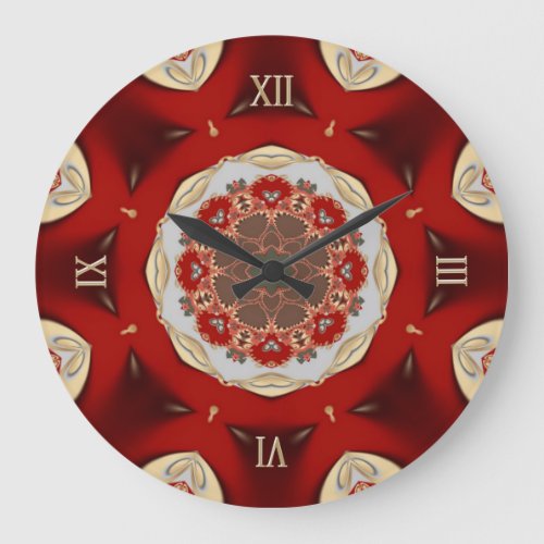 Red Golden Country Lace Home Decor Wall Clock