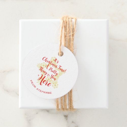 Red  Golden Effect Christmas Snowflake Favor Tags