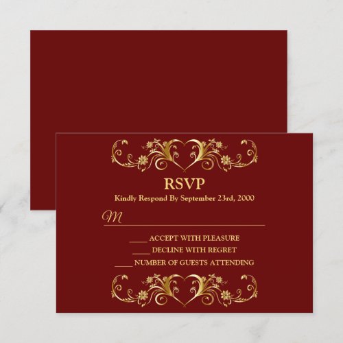 Red Golden Geometric Trendy Wedding