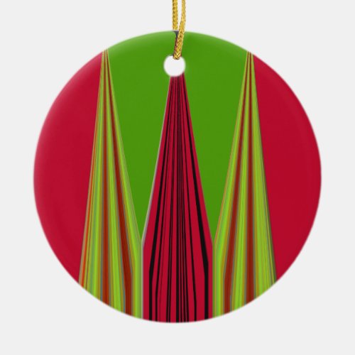 RED GOLDEN GREEN CERAMIC ORNAMENT