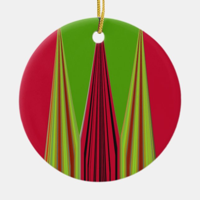 RED GOLDEN GREEN CERAMIC ORNAMENT (Front)