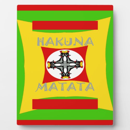 Red Golden Green Fun Design Hakuna Matata Plaque