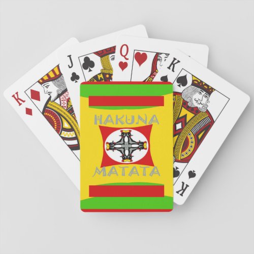 Red Golden Green Fun Design Hakuna Matata Poker Cards