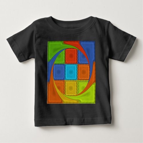 Red Golden Green square  Curve Baby T_Shirt