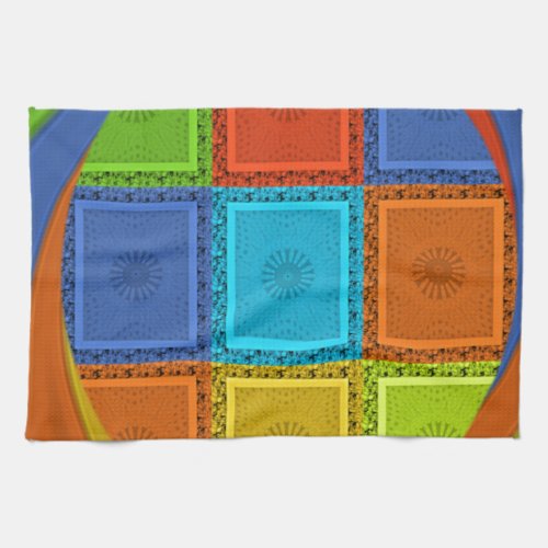 Red Golden Green square  Curve Kitchen Towel
