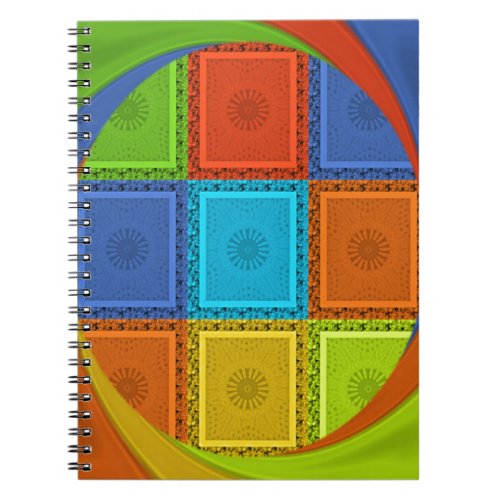 Red Golden Green square  Curve Notebook