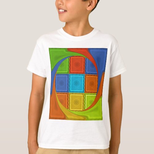 Red Golden Green square  Curve T_Shirt