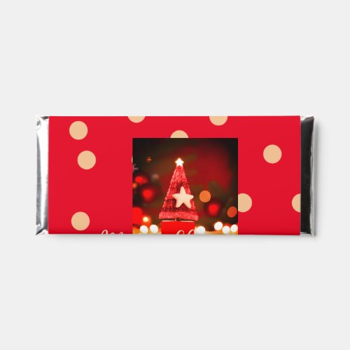 Red Golden merry Christmas add family name year da Hershey Bar Favors