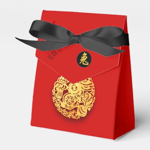 Red Golden Rabbit Papercut Chinese New Year 2023 T Favor Boxes