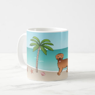 Red Golden Retriever At A Tropical Summer Beach Coffee Mug