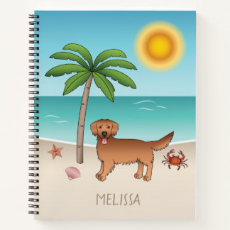 Red Golden Retriever At A Tropical Summer Beach Notebook