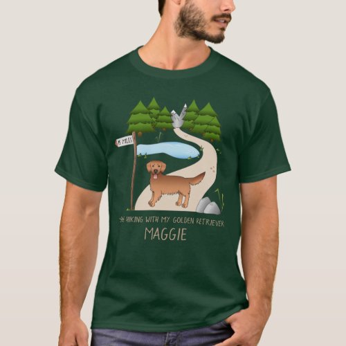 Red Golden Retriever Cartoon Dog By A Hiking Trail T_Shirt