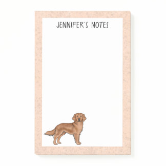 Red Golden Retriever Cartoon Dog Custom Name Post-it Notes