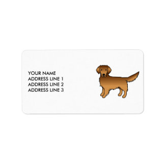 Red Golden Retriever Cartoon Dog &amp; Custom Text Label