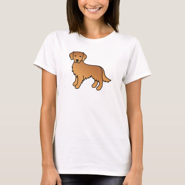 Red Golden Retriever Cartoon Dog Drawing T-Shirt (Front)
