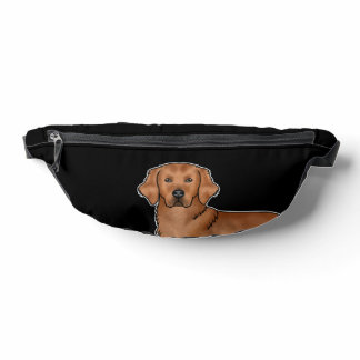 Red Golden Retriever Cartoon Dog Head Black Fanny Pack