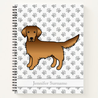 Red Golden Retriever Cartoon Dog &amp; Name Notebook