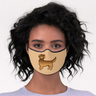 Red Golden Retriever Cartoon Dog Premium Face Mask