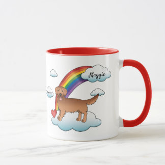 Red Golden Retriever Cartoon Dog Rainbow Memorial Mug